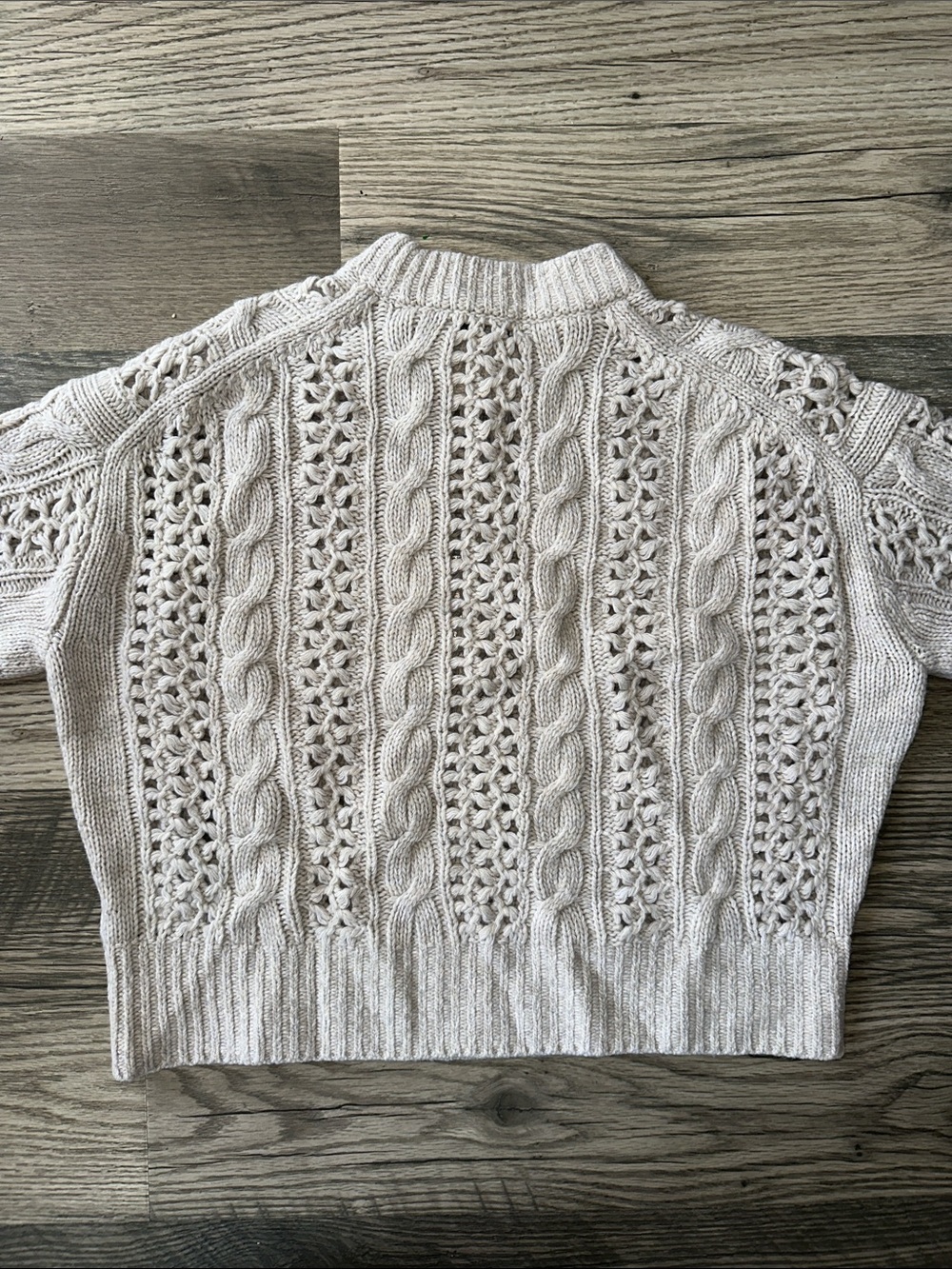 Madewell NWT marled merino wool Cable Knit Sweater mixed‎ Oat marl womens medium - Picture 11 of 13